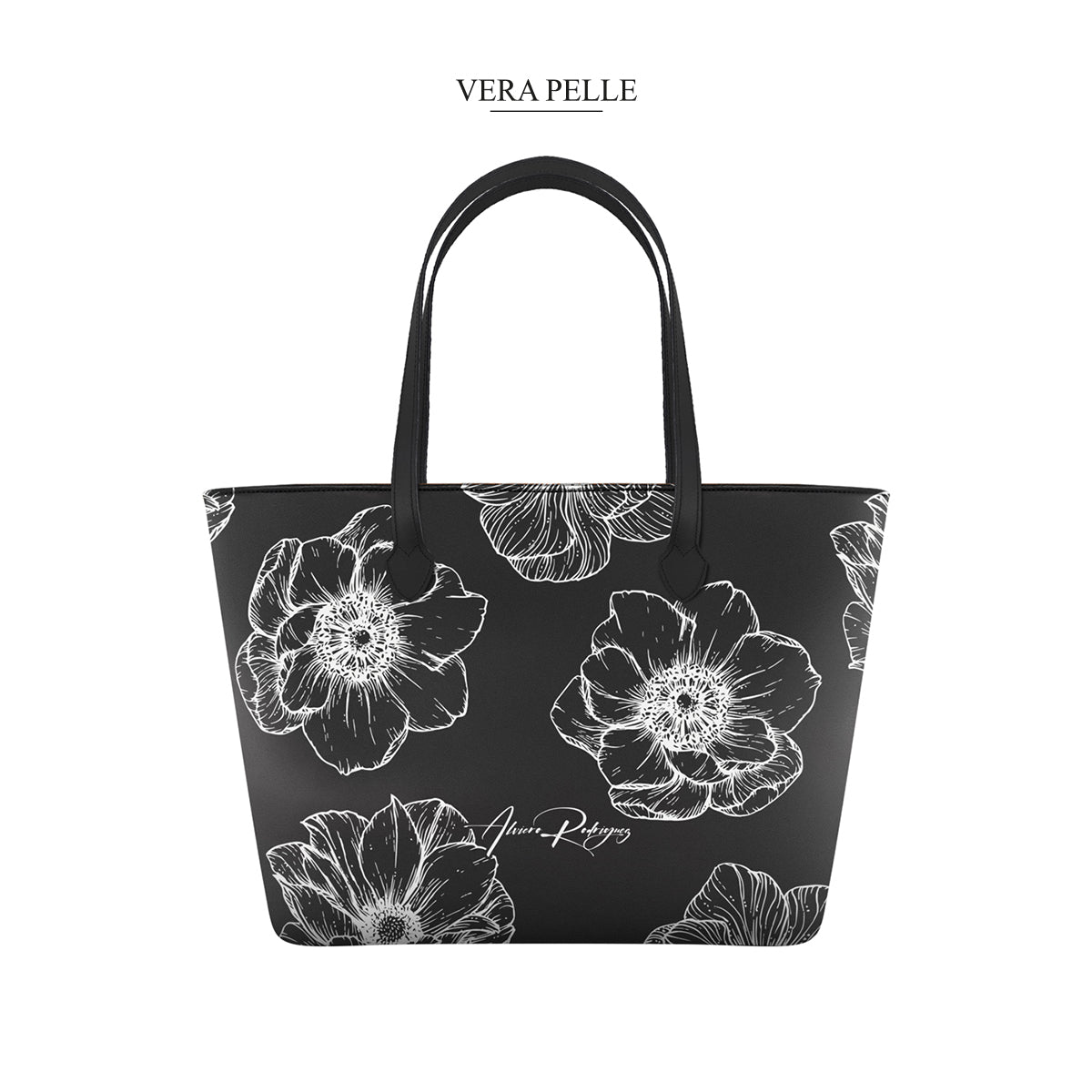 Shopper Pelle Drowing Flowers