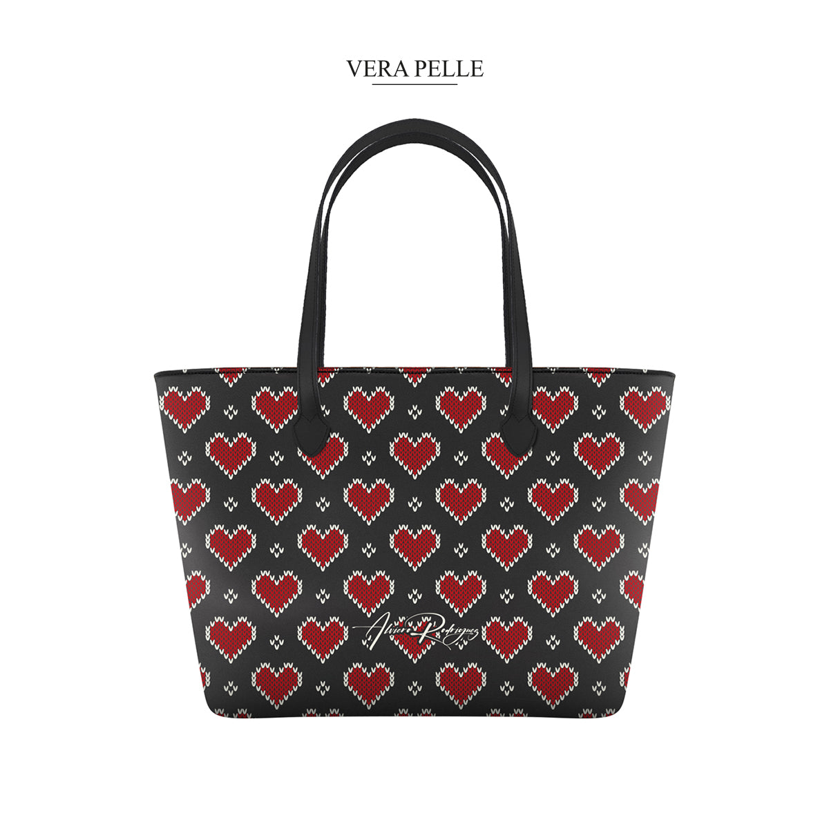 Shopper Pelle Knit Hearts