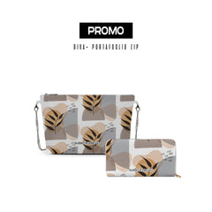 Promo diva + Portafoglio Zip Bianco Abstract Plant