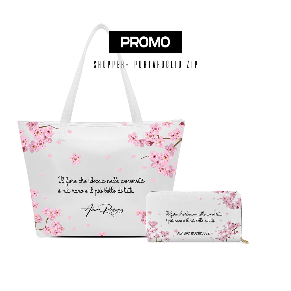 Promo Maxi Shopper + Portafoglio Zip Bianco Il Fiore
