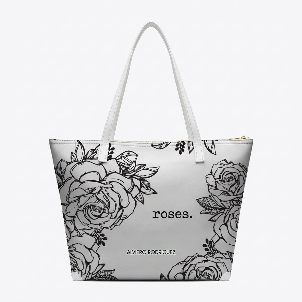 SHOPPER MAXI BIANCA ROSES BLACK
