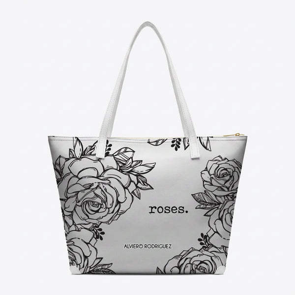 SHOPPER MAXI BIANCA ROSES BLACK