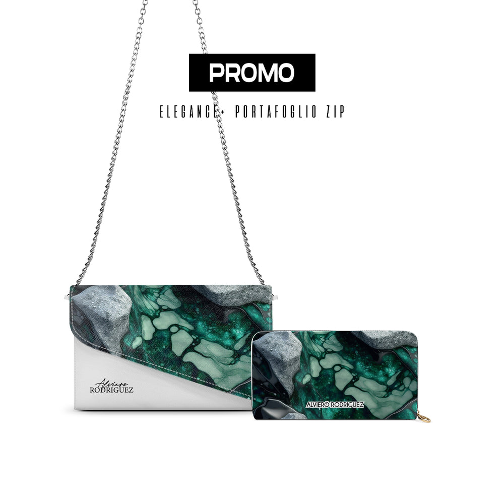 Promo Elegance + Portafoglio Zip Bianco Green Marmle