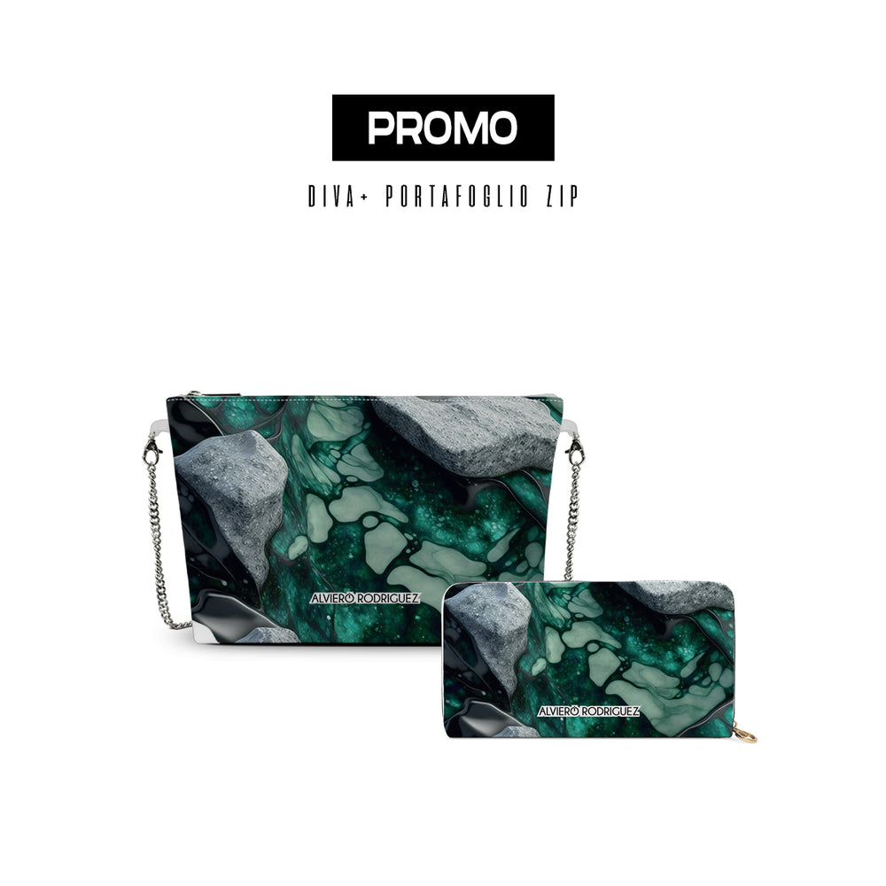 Promo diva + Portafoglio Zip Bianco Green Marmle