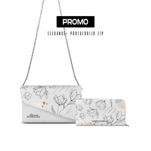 Promo Elegance + Portafoglio Zip Bianco Art of Flowers