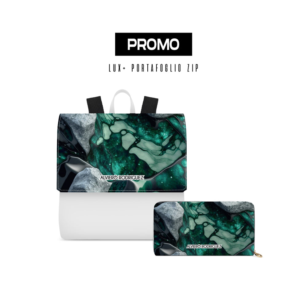 Promo Zainetto Lux + Portafoglio Zip Bianco Green Marmel