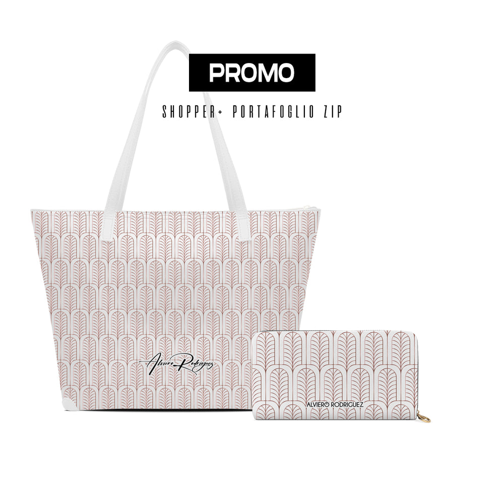 Promo Maxi Shopper + Portafoglio Zip Bianco Arabic