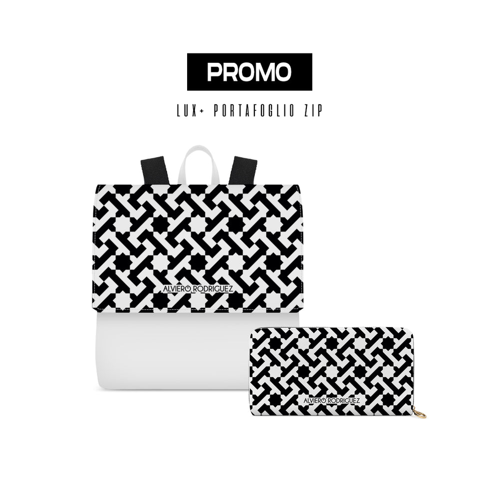 Promo Zainetto Lux + Portafoglio Zip Bianco Essential Line Black