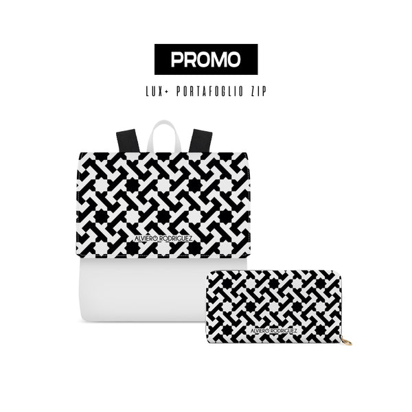 Promo Zainetto Lux + Portafoglio Zip Bianco Essential Line Black