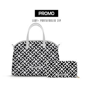 Promo Lady + Portafoglio Zip Bianco Essential Line Black