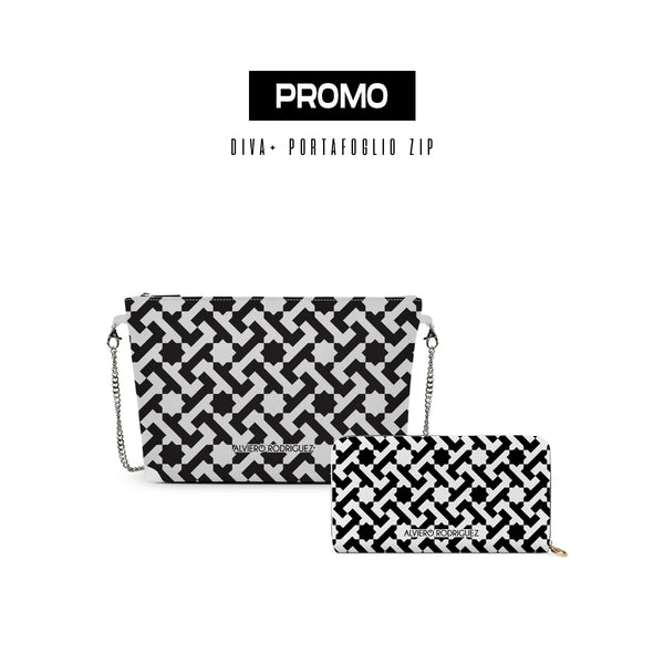 Promo diva + Portafoglio Zip Bianco Essential Line Black