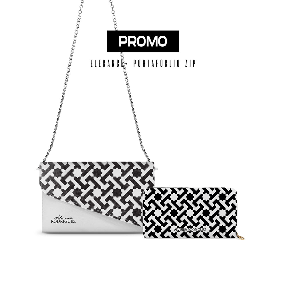 Promo Elegance + Portafoglio Zip Bianco Essential Line Black