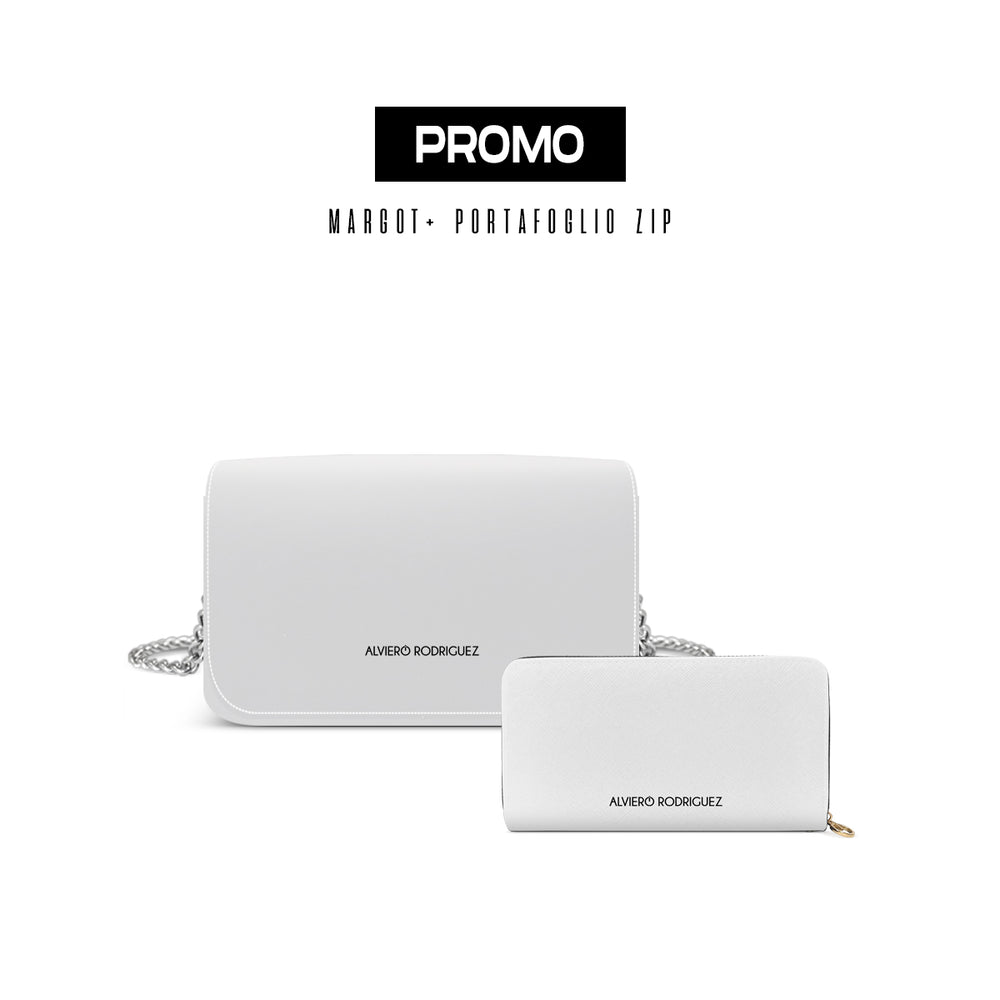 Promo Margot + Portafoglio Zip Bianco Basic