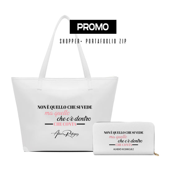 Promo Maxi Shopper + Portafoglio Zip Bianco Non è quello che