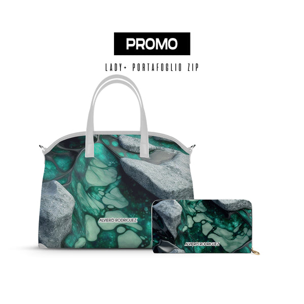 Promo Lady + Portafoglio Zip Bianco Green Marmle