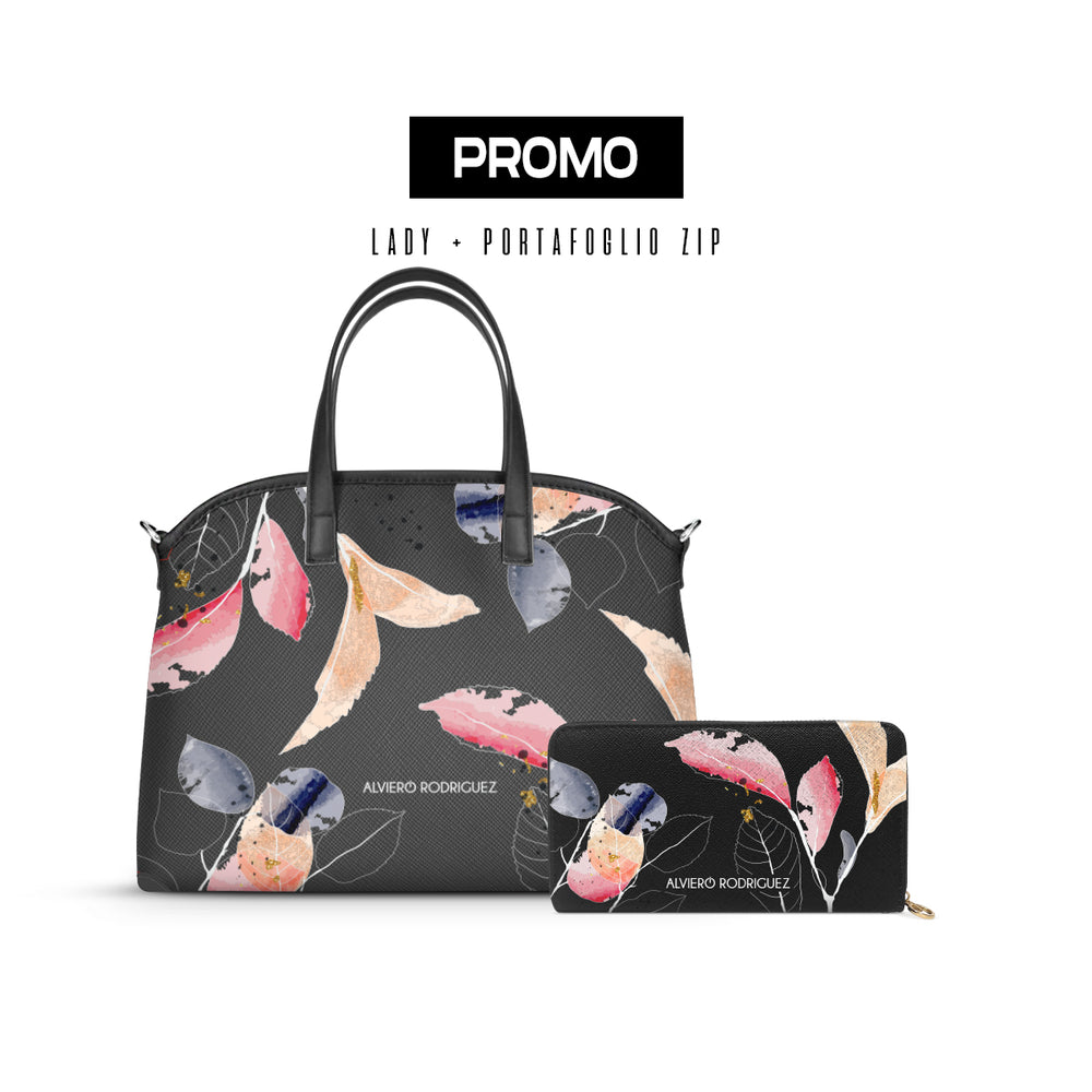 Promo Lady + Portafoglio Zip Brush Leaft