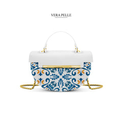 Borsa Bianca Giulia Blu Maioliche