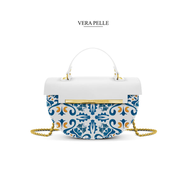 Borsa Bianca Giulia Blu Maioliche