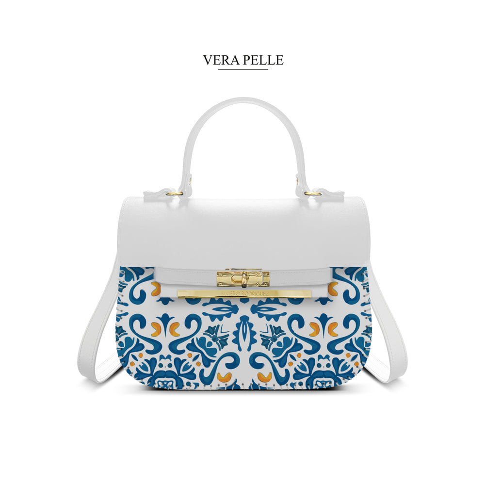 Borsa Bianca Zoe Blu Maioliche