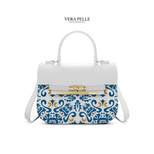 Borsa Bianca Zoe Blu Maioliche