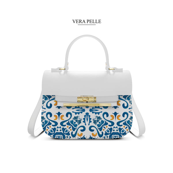 Borsa Bianca Zoe Blu Maioliche