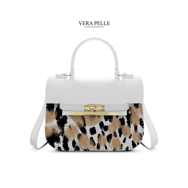 Borsa Bianca Zoe Leopard Brush