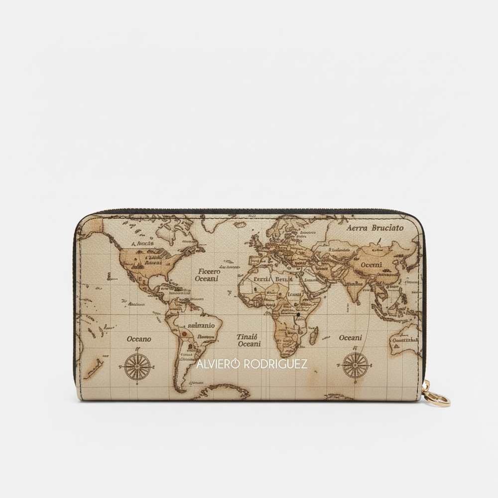 Portafogli Zip Map Brown