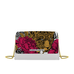 Borsa bianca Floral Leopard