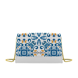 Borsa bianca Blu Maioliche