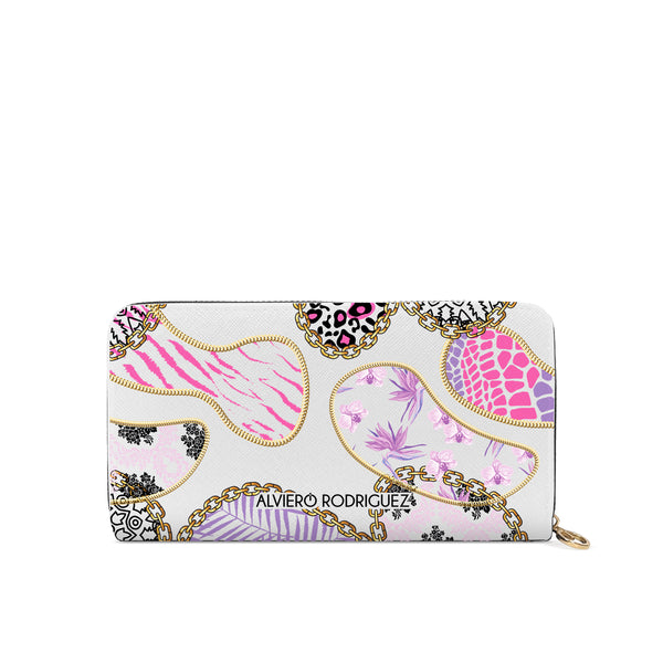 Portafogli Zip Bianco Abstract Purple
