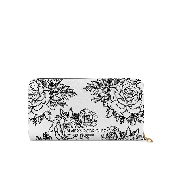 Portafogli Zip Bianco Roses Black