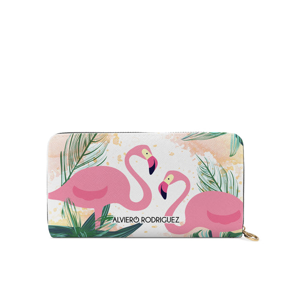 Portafogli Zip Bianco Flamingo