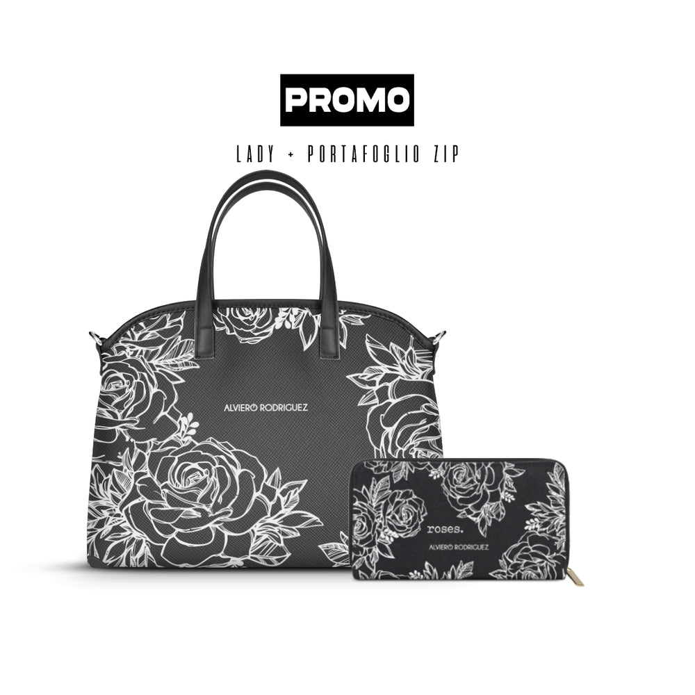 Lady + Portafoglio Zip Roses White