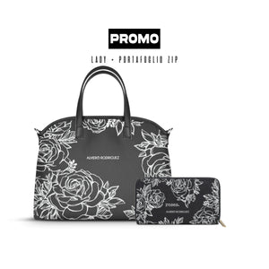 Lady + Portafoglio Zip Roses White