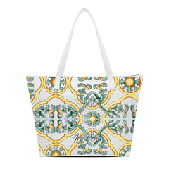 SHOPPER MAXI BIANCA MAIOLICHE GIALLE