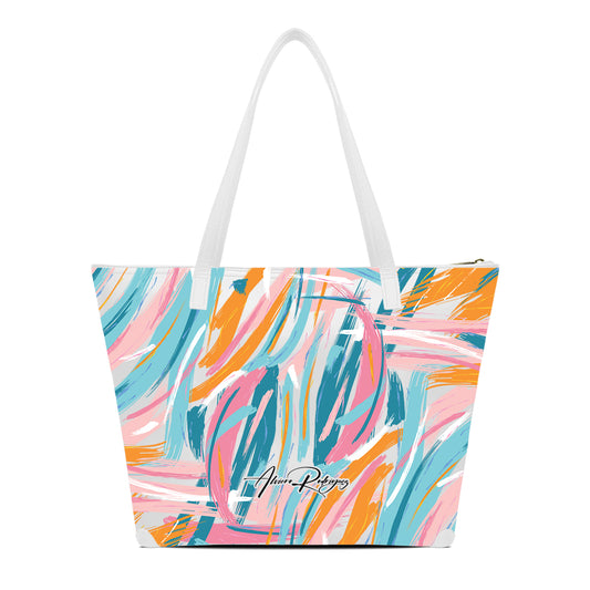 SHOPPER MAXI BIANCA ABSTRACT PAINTED