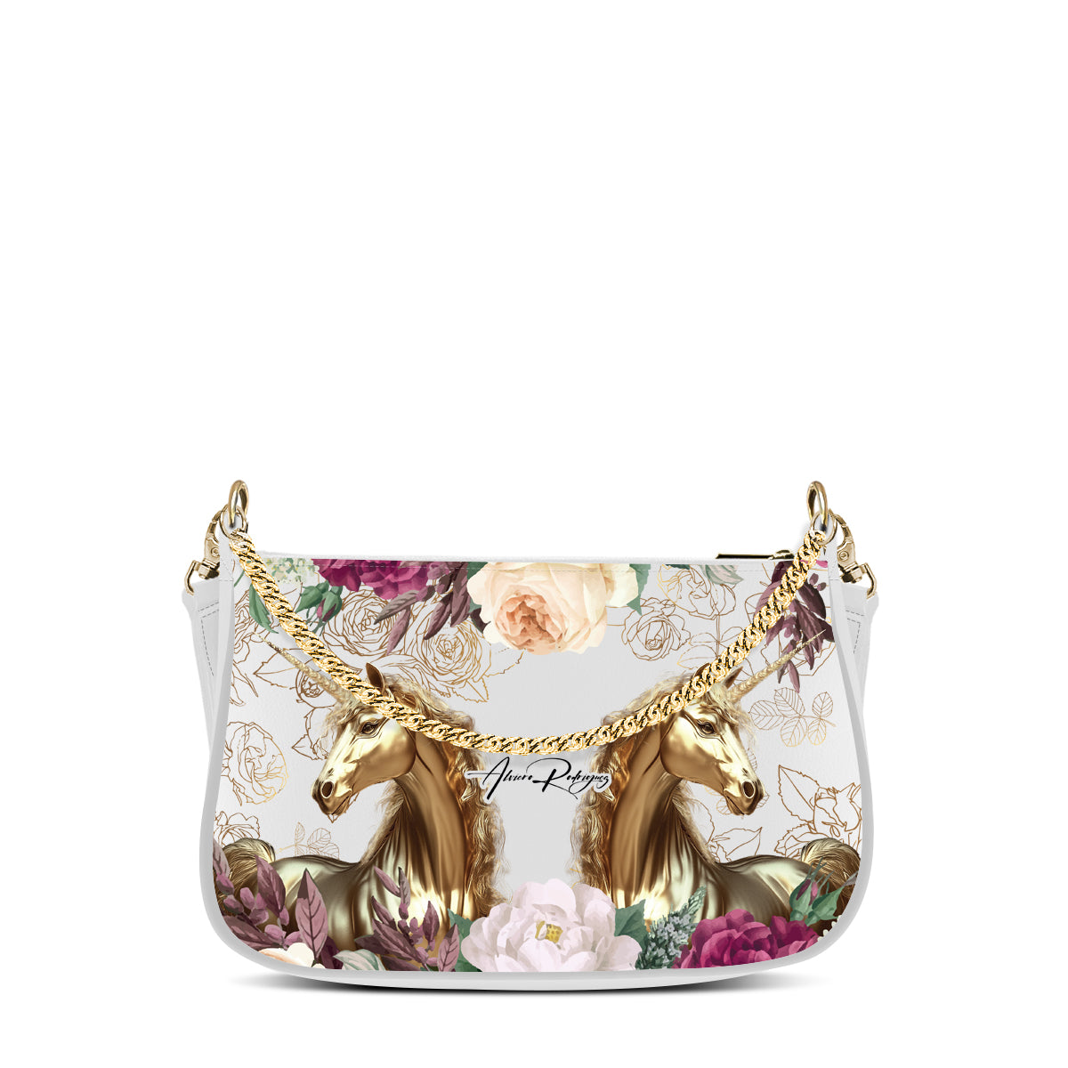 borsa vittoria bianca gold horse