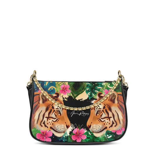 borsa vittoria nera tiger flowers