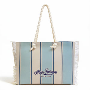 BORSA MARE BEACH CLUB BLU FASCE LARGHE CELESTE