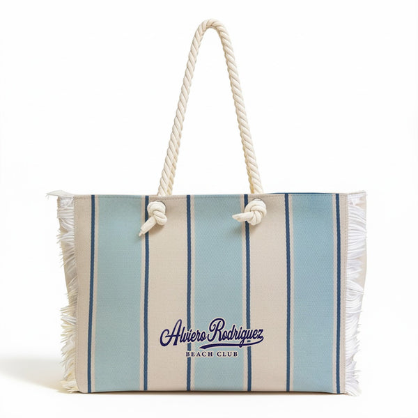 BORSA MARE BEACH CLUB BLU FASCE LARGHE CELESTE
