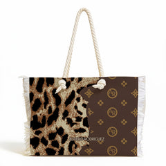 BORSA MARE BEACH CLUB LEOPARD PATTERN BROWN