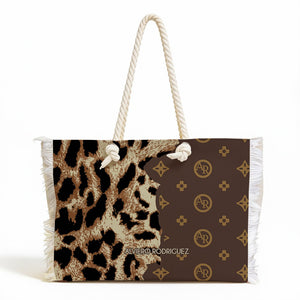 BORSA MARE BEACH CLUB LEOPARD PATTERN BROWN
