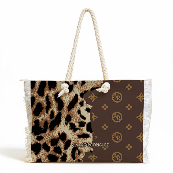 BORSA MARE BEACH CLUB LEOPARD PATTERN BROWN