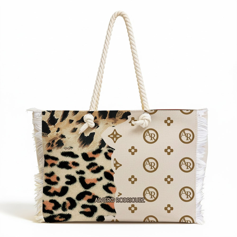BORSA MARE BEACH CLUB LEOPARD PATTERN WHITE