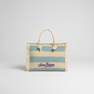 BORSA MARE MINI BEACH FASCE LARGHE AZZURRE ORIZZONTALI