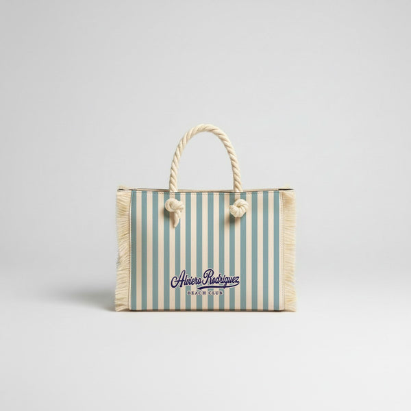 BORSA MARE MINI BEACH STRISCE AZZURRE