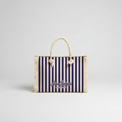 BORSA MARE MINI BEACH STRISCE BLU