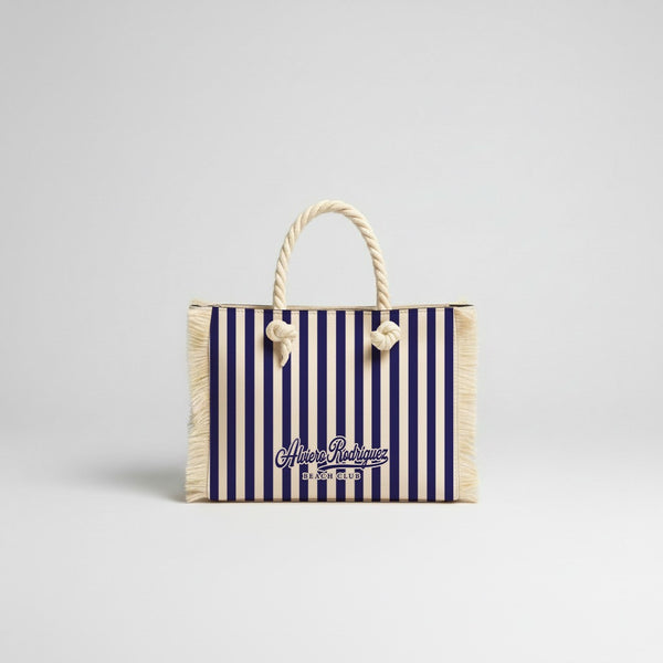 BORSA MARE MINI BEACH STRISCE BLU