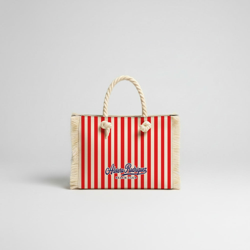 BORSA MARE MINI BEACH STRISCE ROSSE