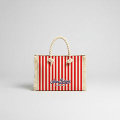 BORSA MARE MINI BEACH STRISCE ROSSE
